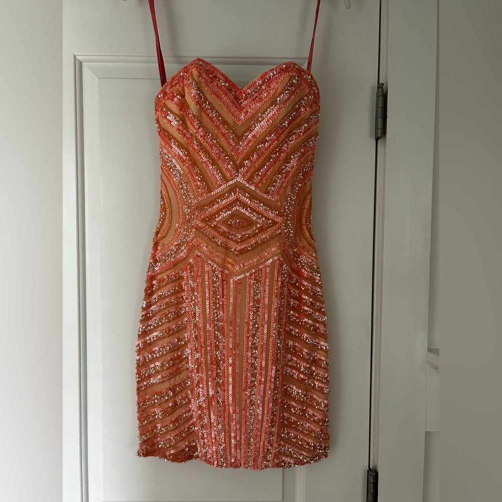 Scala Peach Sequin mini dress